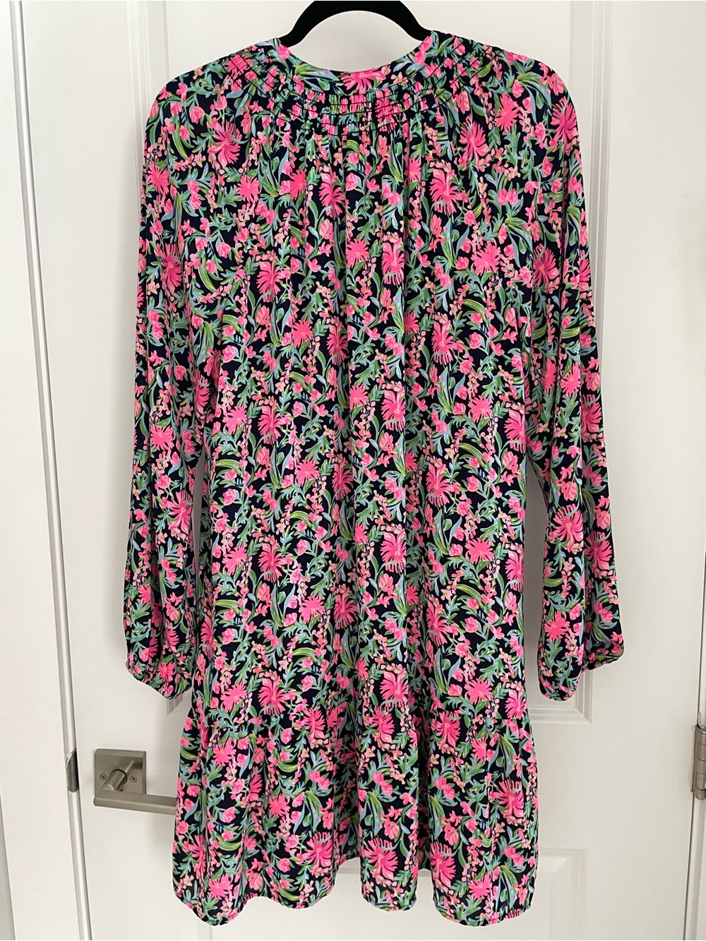 Lilly Pulitzer Lucee Long Sleeve Dress in Low Tide Navy Garden Variety Floral 13 - Picture 8 of 9